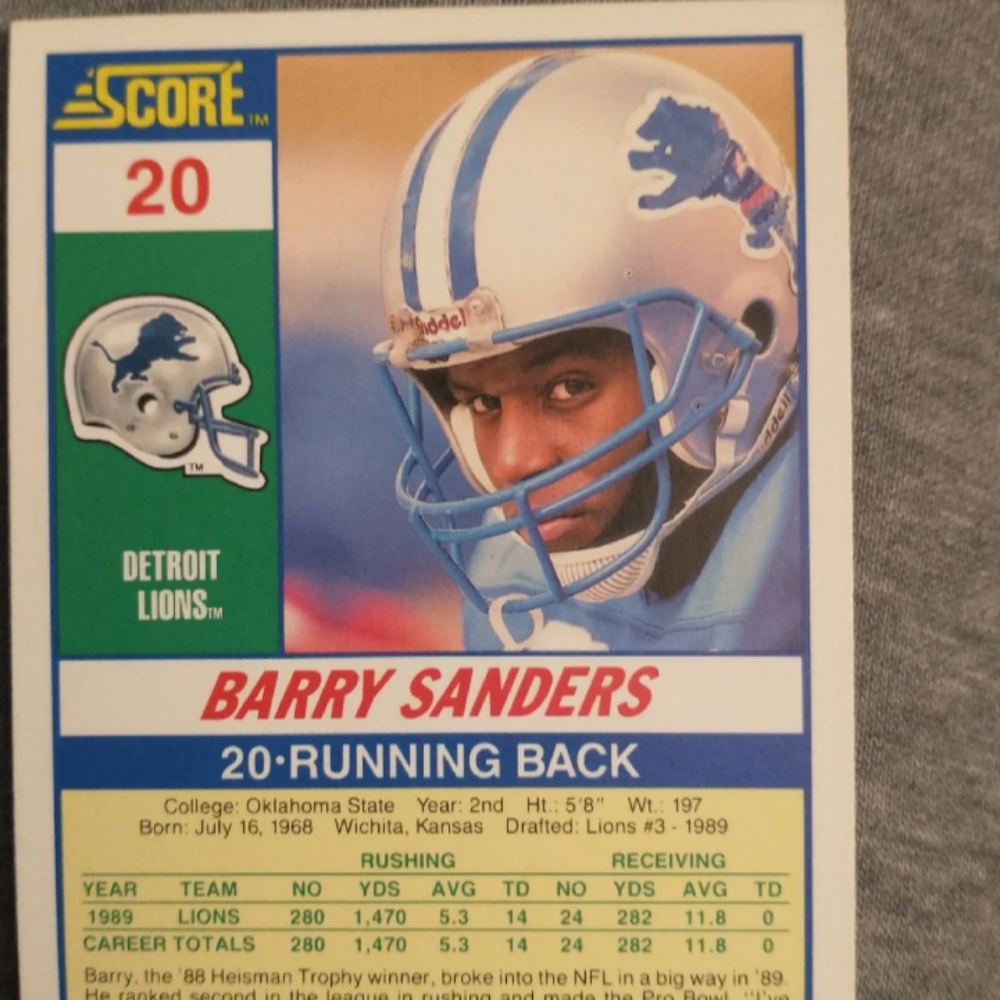 Barry Sanders Rookie - Picture 2 of 4